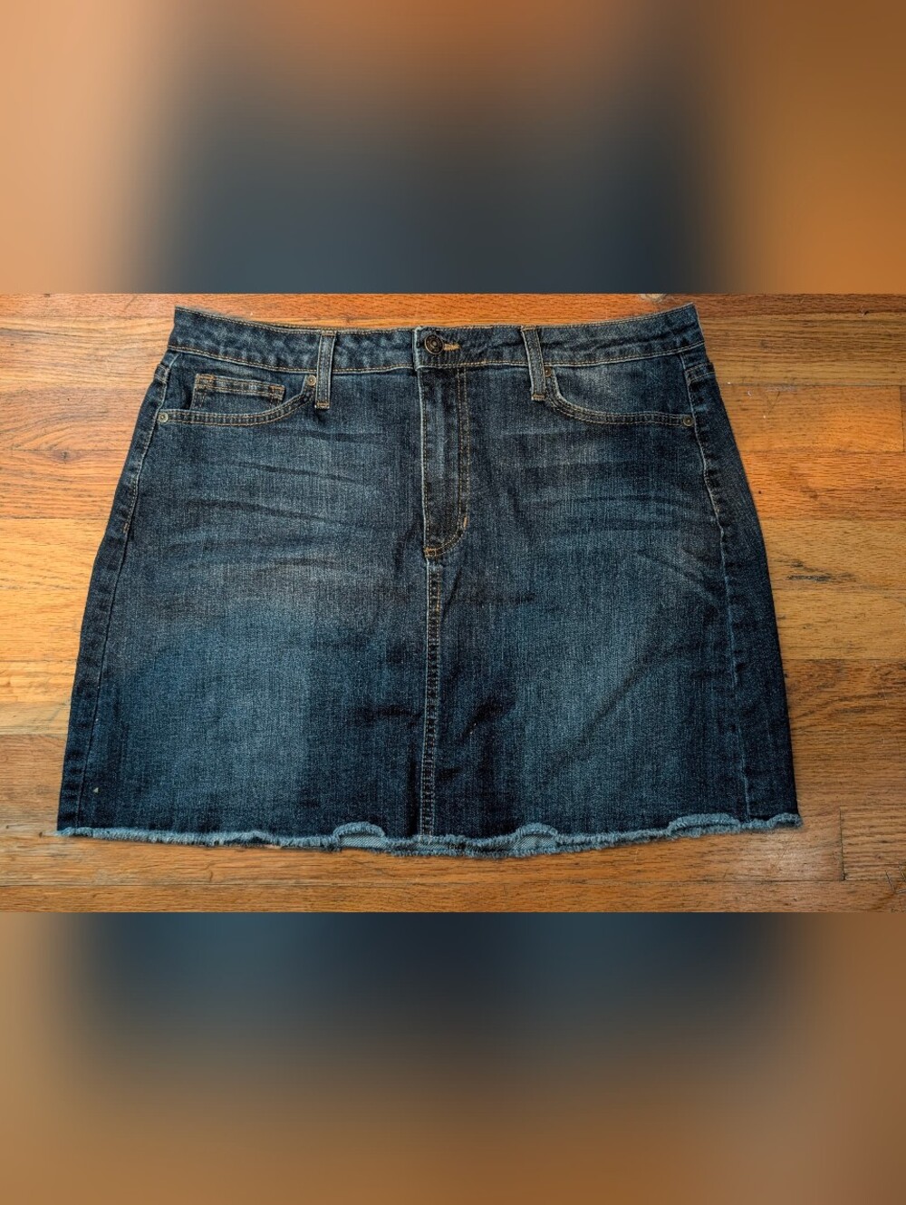 Short Frayed Denim Skirt Size XL